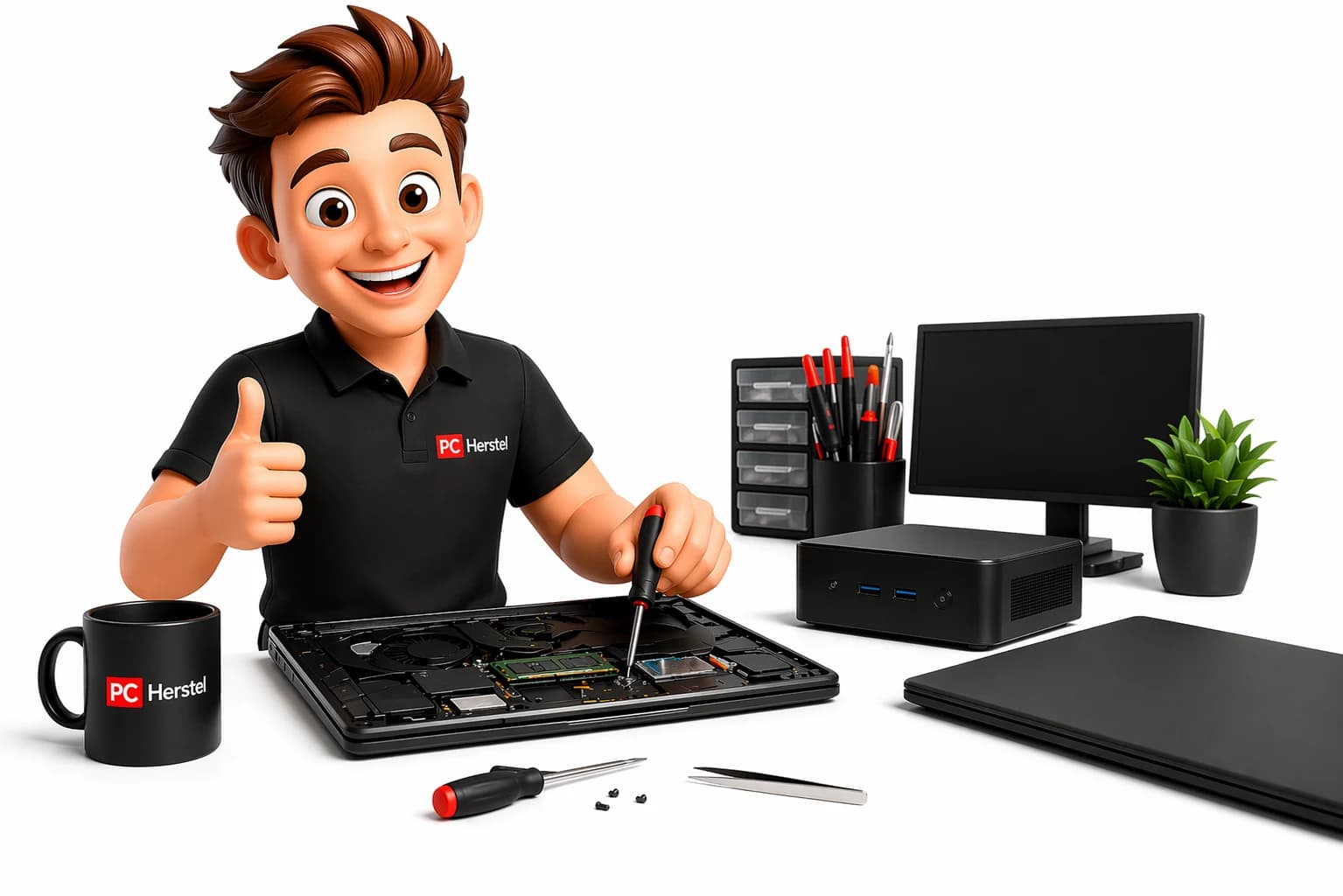 PC Herstel mascotte — vakkundige reparatie